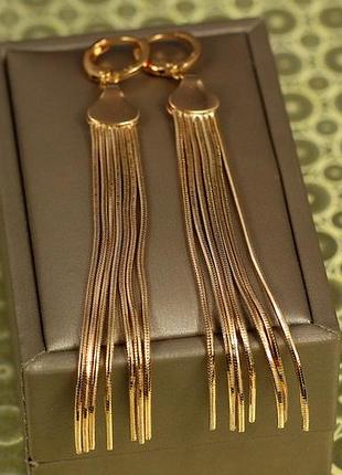 Сережки xuping jewelry підвіски позначки сім блискучих променів 8,5 см золотисті love-shopping