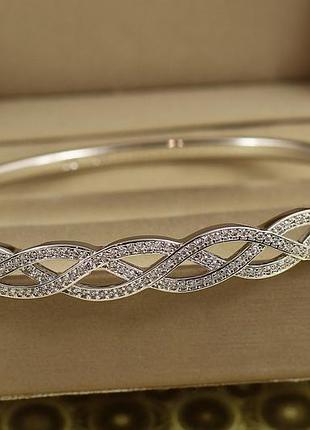 Браслет бэнгл xuping jewelry волны любви от 17 см до 19 см серебристый love-shopping