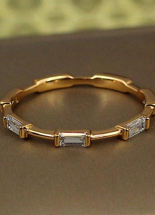 Кольцо xuping jewelry сальто с прямоугольными камнями по кругу р 18 золотистое love-shopping