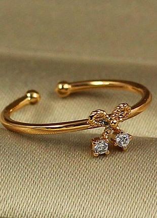 Кільце xuping jewelry дитяче розсувне вишенька з бантиком р14 і більше золотисте love-shopping