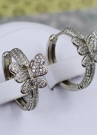 Сережки xuping jewelry політ метелика 2.4 см сріблясті love-shopping