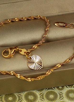 Браслет xuping jewelry спираль 17 см 2 мм золотистый love-shopping