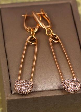 Серьги подвески xuping jewelry булавки 6 см золотистые love-shopping