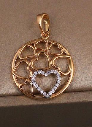 Кулон xuping jewelry с родием влюбленное сердце 2 см золотистый love-shopping