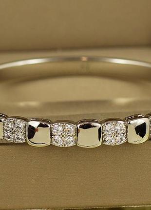 Браслет бэнгл xuping jewelry кристаллический ритм 57 мм на руку от 16 см до 18 см серебристый love-shopping