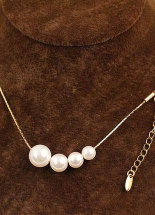Набор xuping jewelry четыре жемчужины на цепочке 45 см золотистый love-shopping