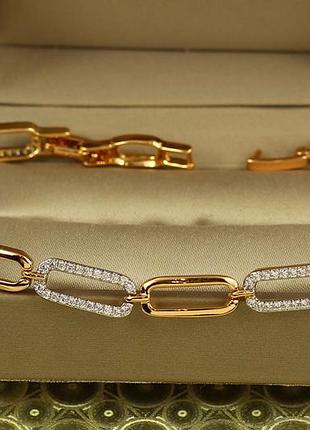 Браслет xuping jewelry роскошь с родием 17 см золотистый love-shopping