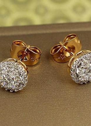 Серьги гвоздики xuping jewelry блестящий букет с родием 9 мм золотистые love-shopping
