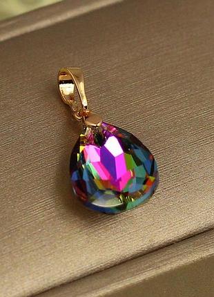 Кулон xuping jewelry большая капля с зеленым камнем сваровски 1,9 см золотистый love-shopping