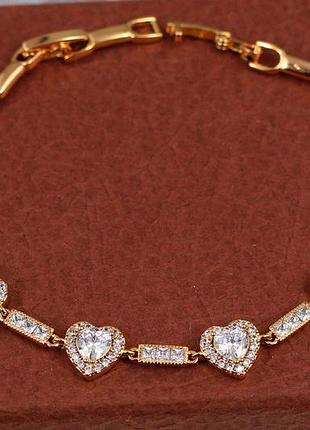 Браслет xuping jewelry чотири сердечка 17 см 9 мм золотистий love-shopping