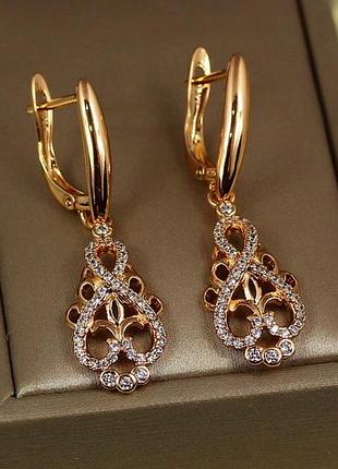 Серьги xuping jewelry подвески антиквар 4 см золотистые love-shopping