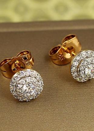 Серьги гвоздики xuping jewelry гиза с родием 8 мм золотистые love-shopping