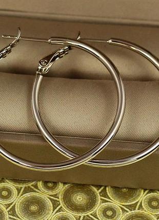 Серьги кольца xuping jewelry гладкие 4 см серебристые love-shopping