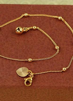Браслет xuping jewelry на ногу панцирный с шариками 26 см 3 мм золотистый love-shopping
