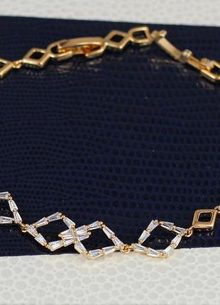 Браслет xuping jewelry ромбики в середине четыре с камнями 19 см 8 мм золотистый love-shopping
