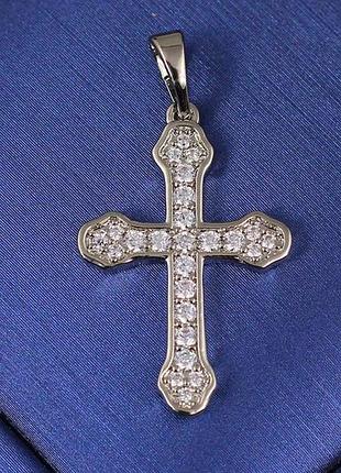 Крестик xuping jewelry с фианитами в ободке 2.6 см серебристый love-shopping