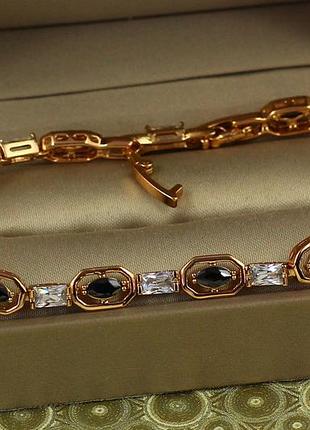 Браслет xuping jewelry мираж с черными и белыми камнями 17 см 6 мм золотистый love-shopping