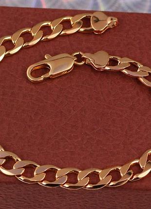 Браслет xuping jewelry панцирный 25 см 8 мм золотистый love-shopping