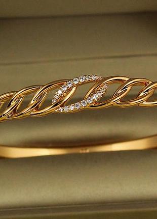 Браслет бэнгл xuping jewelry овалы друг в друге 60 мм на руку от 17 до 19 см золотистый love-shopping