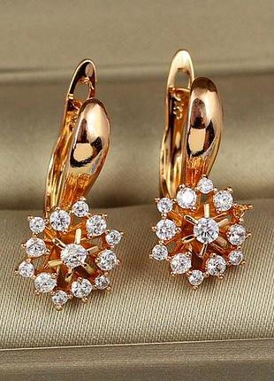 Серьги xuping jewelry весенний цветок 2.1 см золотистые love-shopping