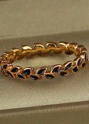 Кольцо xuping jewelry лавровый венок с чернением р 16 золотистое love-shopping