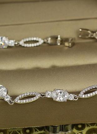 Браслет xuping jewelry эстрада с белыми камнями 17 см 5 мм серебристый love-shopping