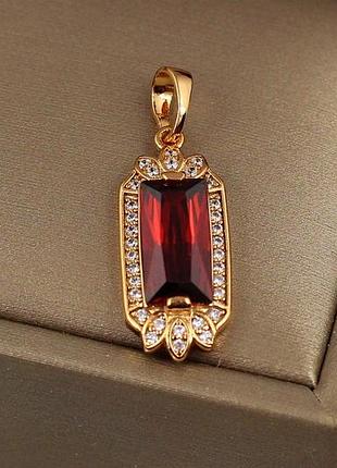 Кулон xuping jewelry рубіновий дзвін із червоним каменем 2.3 см золотистий love-shopping