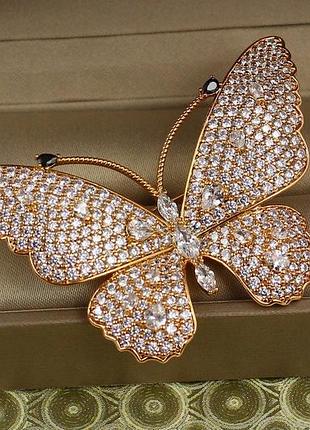 Брошь xuping jewelry бабочка павлиний глаз золотистая love-shopping