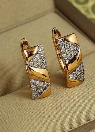 Сережки xuping jewelry прибій з родієм 1,6 см золотисті love-shopping