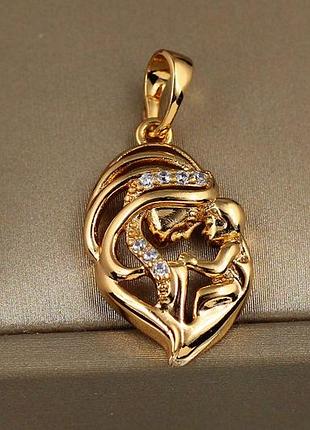 Кулон xuping jewelry мать и дитя сердечко 2.2 см золотистый love-shopping