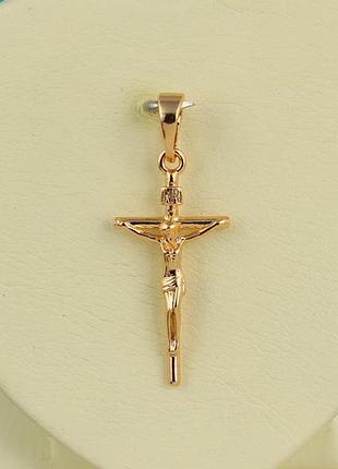 Хрестик xuping jewelry тоненький із розп'яттям 2,4 см золотистий love-shopping