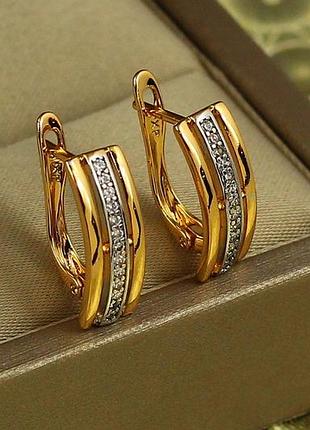 Серьги xuping jewelry тренд с родием 1,6 см золотистые love-shopping