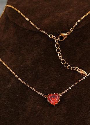 Набір xuping jewelry кольє з червоним серцем 45 см з добором 5 см золотистий love-shopping