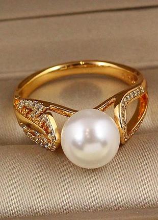Кільце xuping jewelry перо з перлиною р 20 золотисте love-shopping