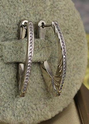 Сережки xuping jewelry доріжки збоку ребристі 2,6 см сріблясті love-shopping