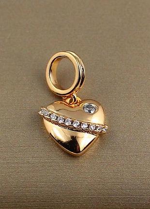 Кулон xuping jewelry сердечко с дорожкой из камешков 1 см золотистый love-shopping