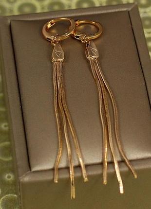 Серьги метелки xuping jewelry основание на колечке 7.5 см золотистые love-shopping