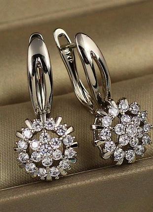 Сережки xuping jewelry квіткова поляна 2.5 см сріблясті love-shopping