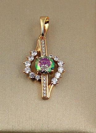 Кулон xuping jewelry скрипковий ключ із каменем зелений хамелеон усередині 2.2 см золотистий love-shopping