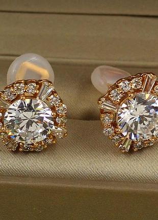 Серьги клипсы xuping jewelry панна 1.7 см золотистые love-shopping