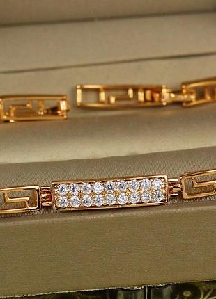 Браслет xuping jewelry позиция с фианитовой пластиной 19 см 6 мм золотистый love-shopping