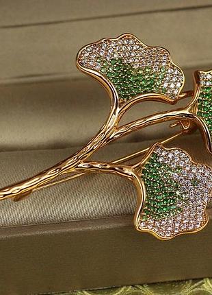 Брошь xuping jewelry гинкго билоба 6,2 см золотистая love-shopping