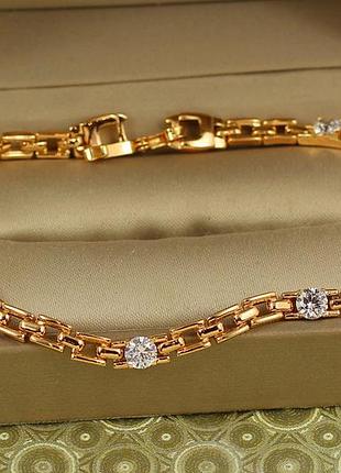 Браслет xuping jewelry манхэттен с белыми камнями 19,5 см золотистый love-shopping
