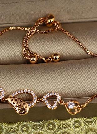 Браслет xuping jewelry регульований щаслива сім'я на бігунці золотистий love-shopping
