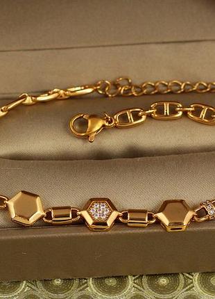 Браслет xuping jewelry шестиугольники 17,5 см золотистый love-shopping