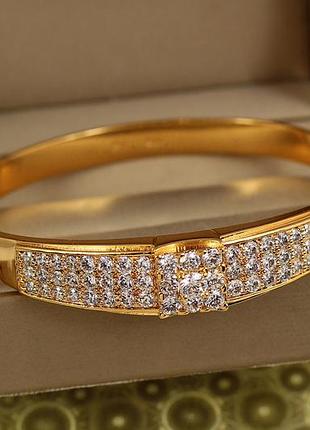 Браслет бенгл xuping jewelry діамантовий шарм 57 мм від 16 см до 18 см золотистий love-shopping