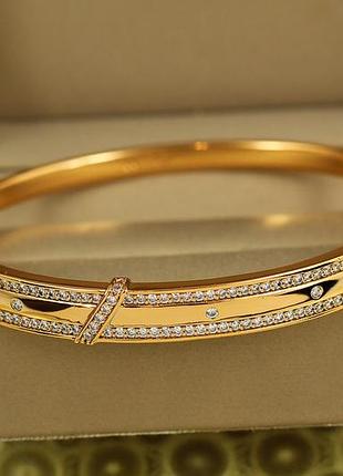 Браслет бэнгл xuping jewelry линии света 60 мм на руку от 17 до 19 см золотистый love-shopping