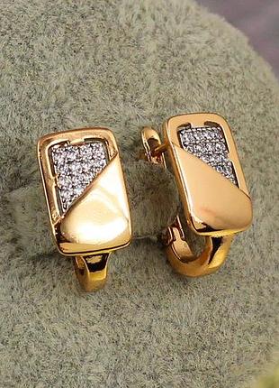 Сережки xuping jewelry прямокутник з родієм 1,6 см золотисті love-shopping
