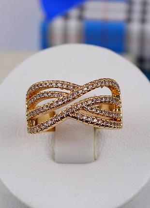 Кольцо xuping jewelry широкое резные полосы из камней р 16 золотистое love-shopping