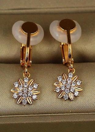 Серьги клипсы xuping jewelry снежка 2,7 см золотистые love-shopping